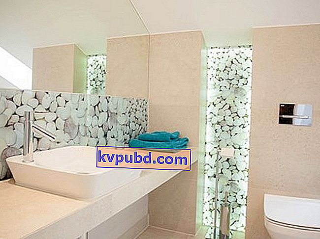 papel pintado fotográfico con guijarros, baño en tonos beige, baño moderno