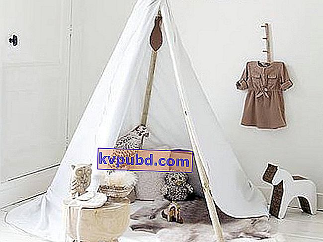 vita väggar, ett tält i ett barns rum